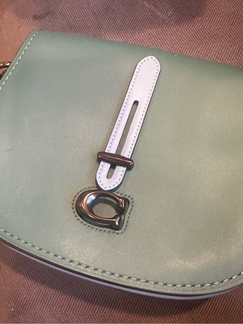 Coach color block Teal Saddle Crossbody Bag with Blue Accents - Picture 11 of 12